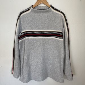 Vintage CATALINA Long Sleeve Gray Striped Sweater Women's Size XL